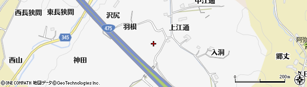 愛知県豊田市滝見町羽根周辺の地図