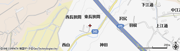 愛知県豊田市滝見町東長狭間周辺の地図
