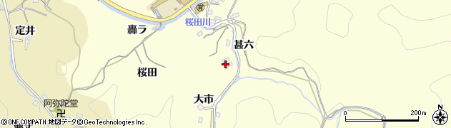 愛知県豊田市上高町大市周辺の地図