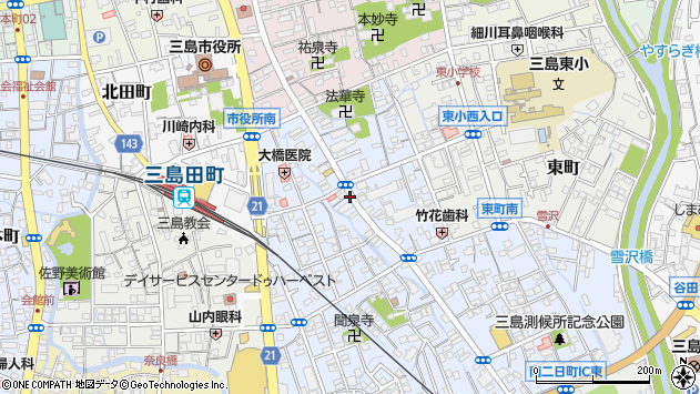 〒411-0831 静岡県三島市東本町の地図