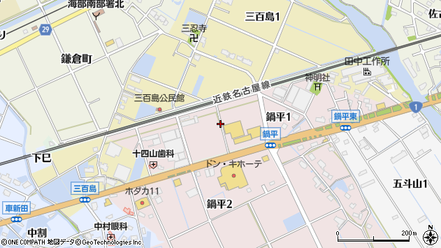 〒490-1406 愛知県弥富市鍋平の地図