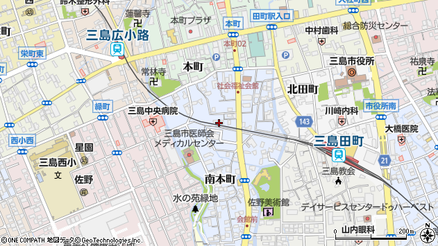 〒411-0841 静岡県三島市南本町の地図