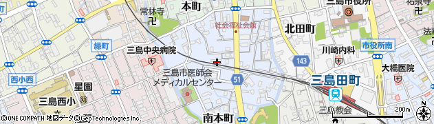 静岡県三島市南本町周辺の地図