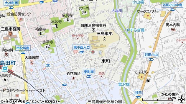 〒411-0852 静岡県三島市東町の地図