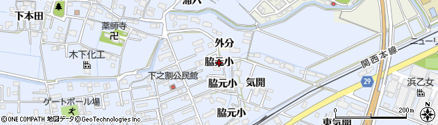 愛知県弥富市鯏浦町（脇元小）周辺の地図