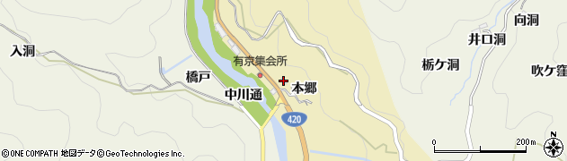 愛知県豊田市安実京町（本郷）周辺の地図