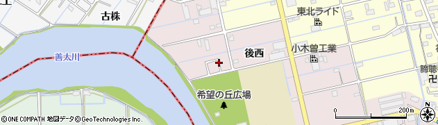 愛知県蟹江町（海部郡）新千秋（後西）周辺の地図