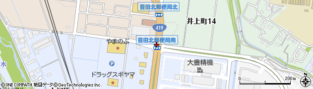 豊田北郵便局南周辺の地図