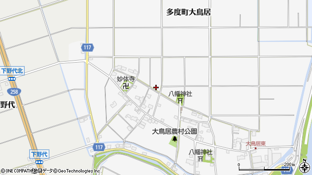 〒511-0116 三重県桑名市多度町大鳥居の地図