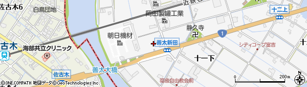 愛知県愛西市善太新田町（十割下）周辺の地図
