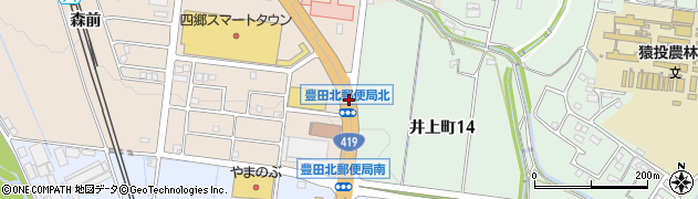 豊田北郵便局北周辺の地図