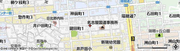 愛知県名古屋市瑞穂区鍵田町周辺の地図