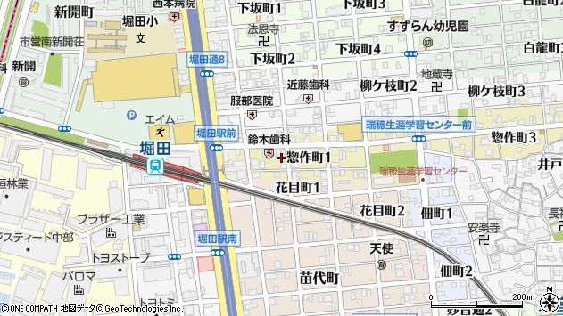 〒467-0831 愛知県名古屋市瑞穂区惣作町の地図