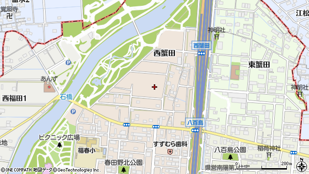〒455-0872 愛知県名古屋市港区西蟹田の地図