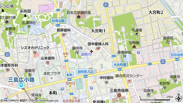 〒411-0858 静岡県三島市中央町の地図