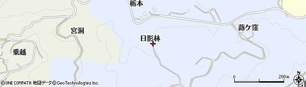 愛知県豊田市山谷町日影林周辺の地図