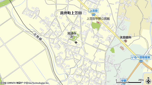 〒511-0207 三重県いなべ市員弁町上笠田の地図