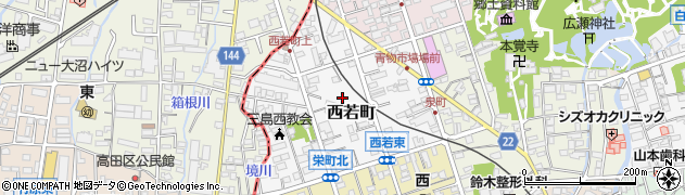 静岡県三島市西若町周辺の地図