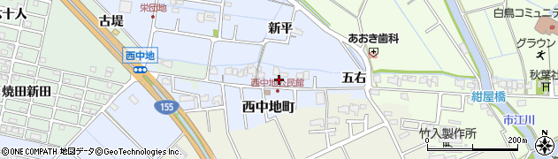 愛知県弥富市西中地町権右周辺の地図
