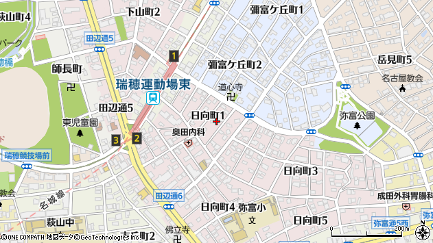〒467-0047 愛知県名古屋市瑞穂区日向町の地図