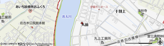 愛知県愛西市善太新田町（大前）周辺の地図
