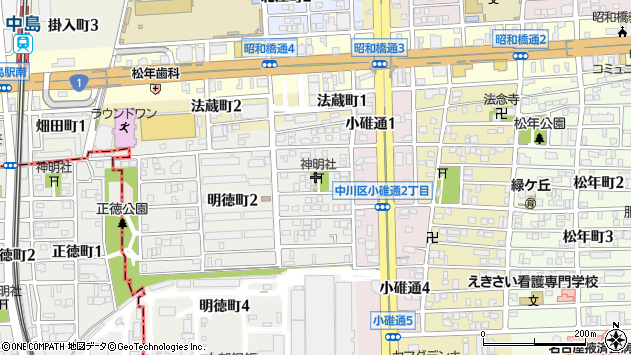 〒454-0857 愛知県名古屋市中川区明徳町の地図