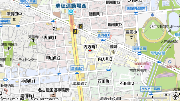 〒467-0068 愛知県名古屋市瑞穂区内方町の地図