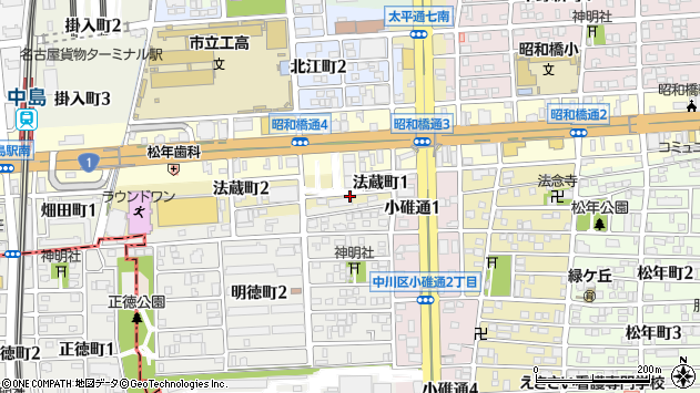 〒454-0859 愛知県名古屋市中川区法蔵町の地図