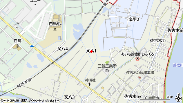 〒498-0004 愛知県弥富市又八町の地図