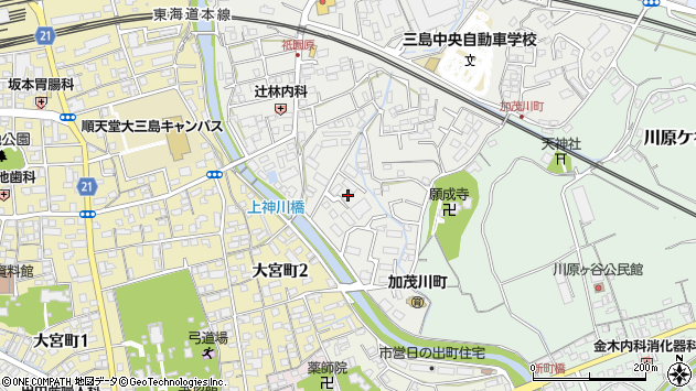 〒411-0034 静岡県三島市加茂川町の地図