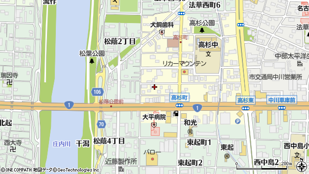 〒454-0936 愛知県名古屋市中川区高杉町の地図