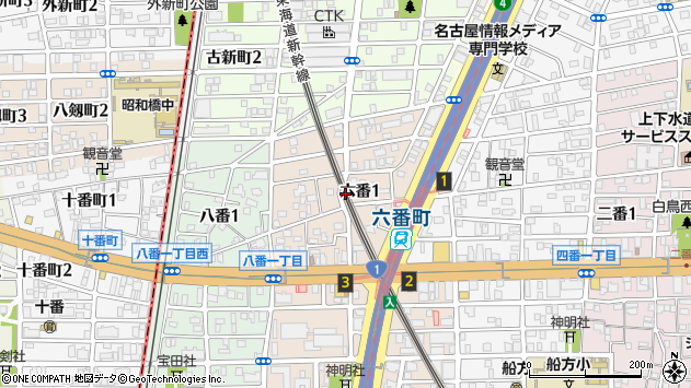 〒456-0058 愛知県名古屋市熱田区六番の地図