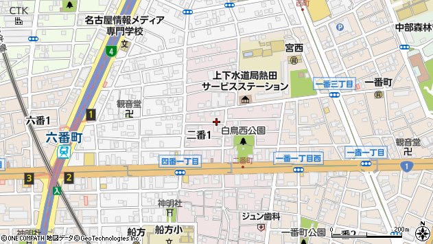 〒456-0052 愛知県名古屋市熱田区二番の地図