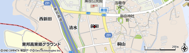 愛知県みよし市黒笹町（前田）周辺の地図