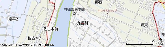 愛知県愛西市善太新田町九番割周辺の地図