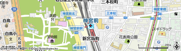 神宮前駅周辺の地図