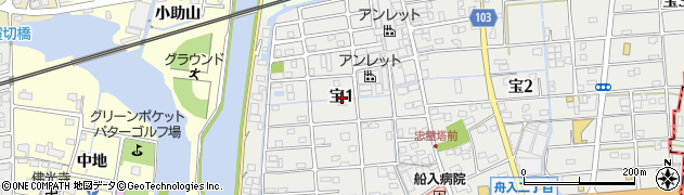 愛知県海部郡蟹江町宝1丁目周辺の地図