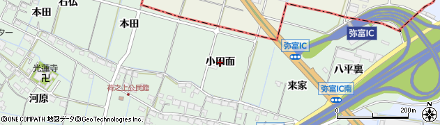 愛知県弥富市荷之上町（小田面）周辺の地図