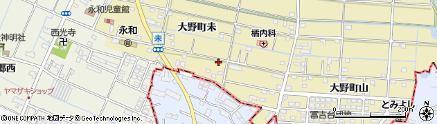 愛知県愛西市大野町未周辺の地図