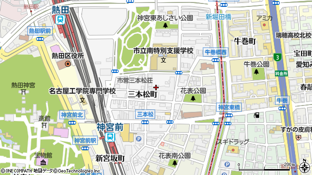 〒456-0032 愛知県名古屋市熱田区三本松町の地図