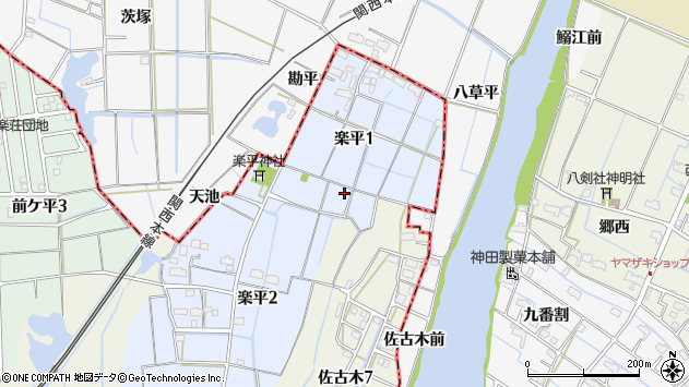 〒498-0005 愛知県弥富市楽平の地図