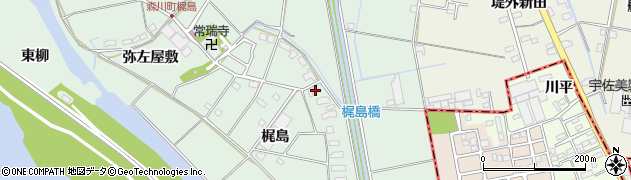愛知県愛西市森川町梶島110周辺の地図