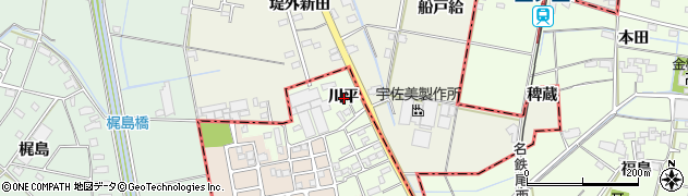 愛知県弥富市五之三町川平周辺の地図