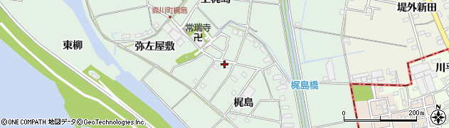 愛知県愛西市森川町梶島46周辺の地図
