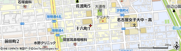 愛知県名古屋市瑞穂区十六町周辺の地図