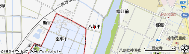 愛知県愛西市善太新田町八草平周辺の地図