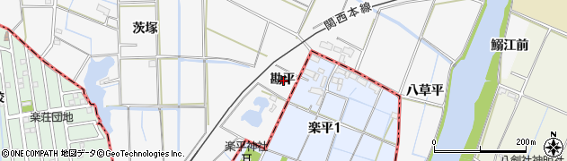 愛知県愛西市本部田町勘平周辺の地図