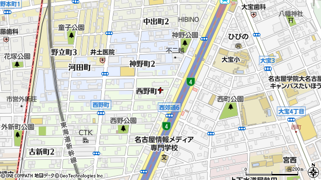 〒456-0063 愛知県名古屋市熱田区西野町の地図