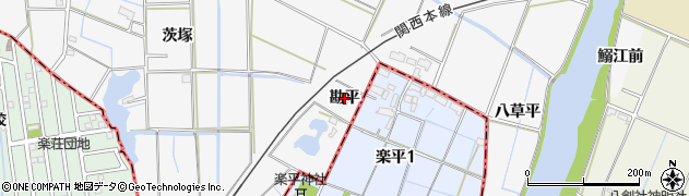 愛知県愛西市本部田町（勘平）周辺の地図