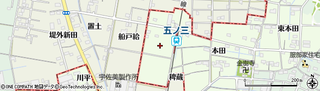 愛知県弥富市五之三町西本田周辺の地図